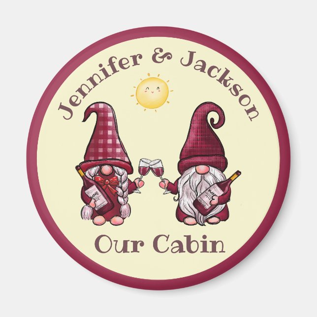 Weinlover Gnome Couple Cruise Door Marker Magnet (Vorne)