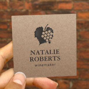 Weinmacher Sommelier Rustikale Kraft Minimalistisc Quadratische Visitenkarte