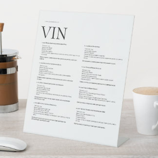 Weinmenü - Elegante physische Anzeige Sockelschild