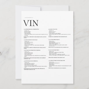 Weinmenü-Papiersignatur - Elegante physische Anzei Einladung