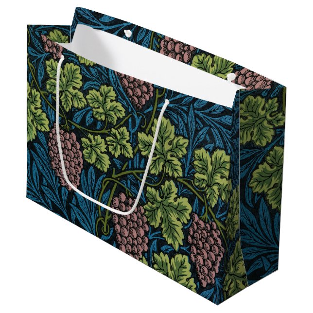 Weinmuster, William Morris große Geschenktasche Geschenktüte (Vorderseite Schrägansicht)