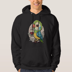 Weinpapagei Vogel trinkt Glas Rotwein Hoodie