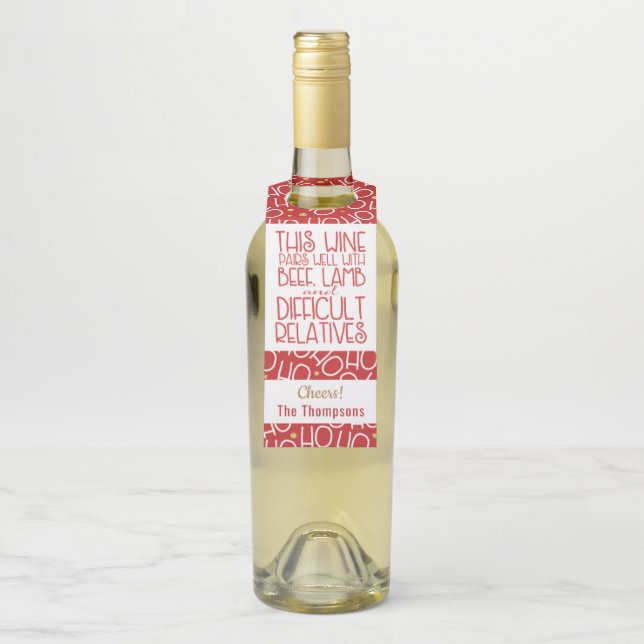 Weinpartikeln | Ho Ho Ho Funny Flaschenanhänger (Auf Flasche)