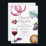 Weinprobe 40. Geburtstag Einladung<br><div class="desc">Feiern Sie Ihren vierzigsten Geburtstag stilvoll mit diesem eleganten Wein aus dem 40. Jubiläum und lassen Sie sich von einem Weinfreund verwöhnen, der eine schicke Weinprobe, ein abendliches Party oder eine vom Weinfest inspiriert Ansammlung plant. Mit raffinierten Aquarellbildern aus einem Glas Wein, Trauben, Feigen, Käse und Fass, Set dieses Weingeburtstagsgeschenk...</div>