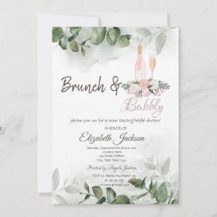 Weinprobe Eukalyptus Grün Brunch & Sekt Einladung