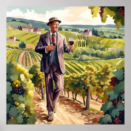 Weinprobe in Burgund Print Poster