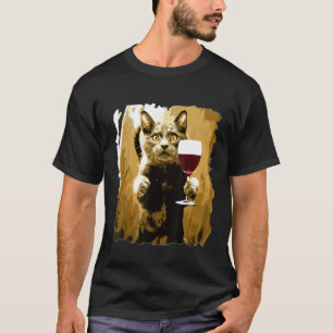 Weinprobe Lustige Katze Niedliche Trinkende Weinli T-Shirt