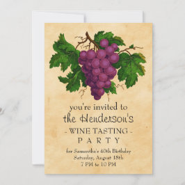 Weinprobe Party Vintage Weintrauben Personalisiert Einladung