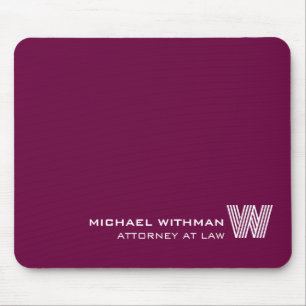 WEINROT Benutzerdefiniertes Monogramm, Name & Beru Mousepad