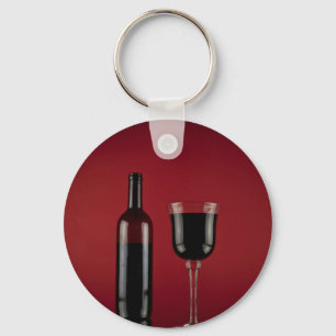 Weinrot-Glasflasche Schlüsselanhänger