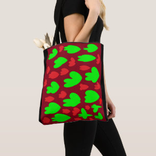 Weinrot und Kalkgrün gemustert Tasche