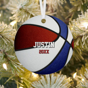 weinrote blaue Teamfarben Andenken Basketball Ornament Aus Metall