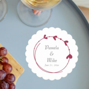 Weinrote einfache Herz-Kranz-Hochzeit Untersetzer