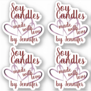 Weinrote Lila Herzen aus Liebe Soy Candles Aufkleber
