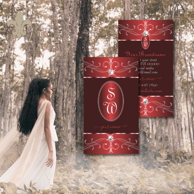 Weinrotes Burgund Verzierte Ornamente Visitenkarte (Von Creator hochgeladen)