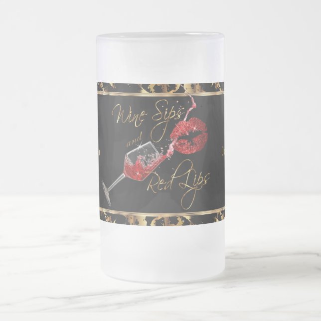 Weinstöcke und rote Lippen - Marmor Mattglas Bierglas (Mittel)