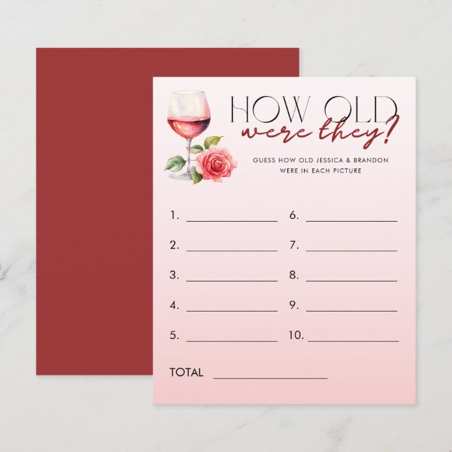 Weinthema schätzt, wie alt Bride Groom Foto Game (Vorne/Hinten)