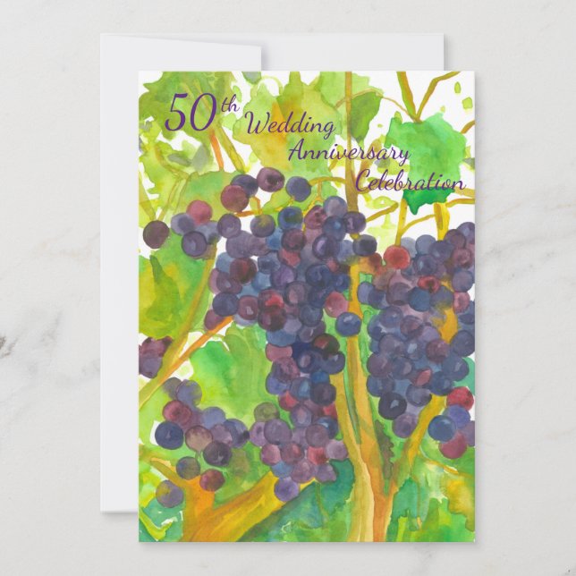 Weintrauben 50. Hochzeitliches Party zum Jubiläum  Einladung (Vorderseite)
