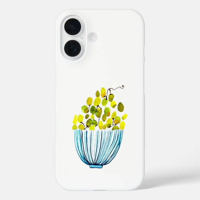 Weintrauben Aquarellfruchtdarstellung iPhone 16 Hülle (Rückseite)