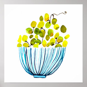 Weintrauben Aquarellfruchtdarstellung Poster