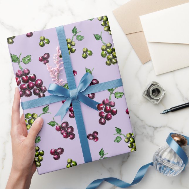 Weintrauben Elegante HandIllustrierte Wasserfarbe Geschenkpapier (Schenken)
