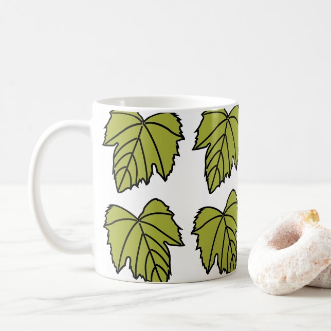 Weintrauben Grüne Blätter Reben Kaffeetasse (Mit Donut)