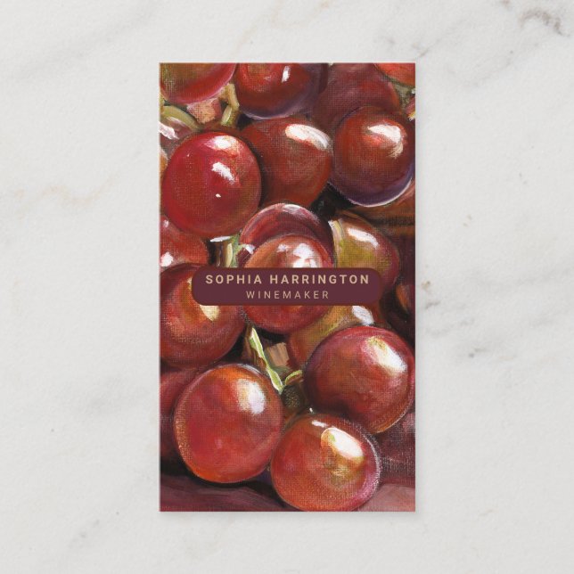 Weintrauben Maßgeschneiderter QR Code Scannable Wi Visitenkarte (Vorderseite)