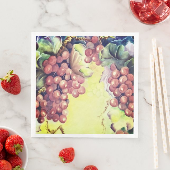 Weintrauben Wasserfarbe Napkins - Weinprobe Serviette (Beispiel)