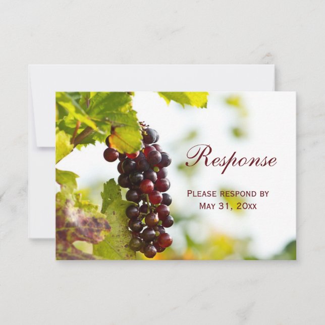 Weintrauben Weingarten Hochzeit RSVP Antwortkarte (Vorderseite)