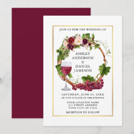 Weintrauben Weintrauben Blumenstrauß Hochzeit Gold Einladung