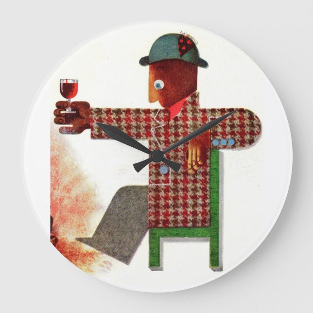 Weintrinker AKA oenophile Große Wanduhr (Vorderseite)
