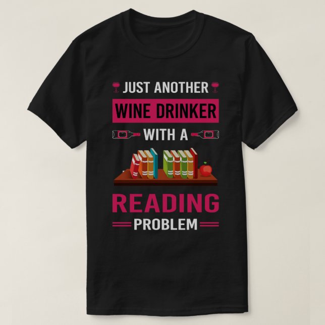 Weintrinker Bücher lesen T-Shirt (Design vorne)