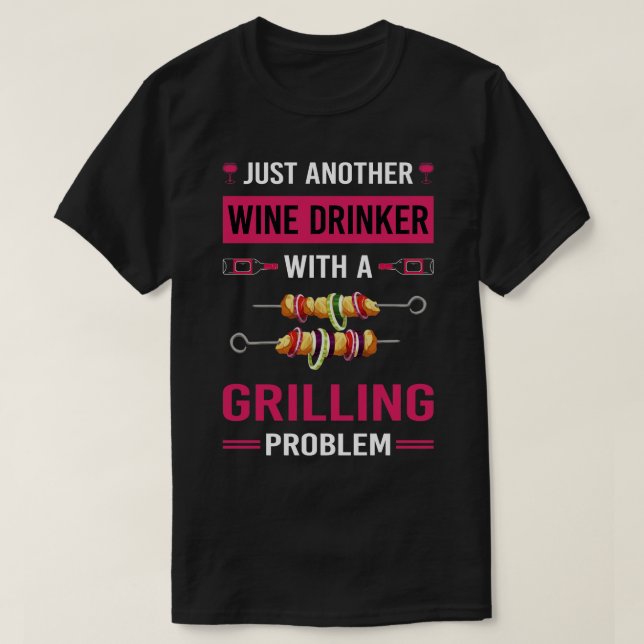 Weintrinker Grillend T-Shirt (Design vorne)