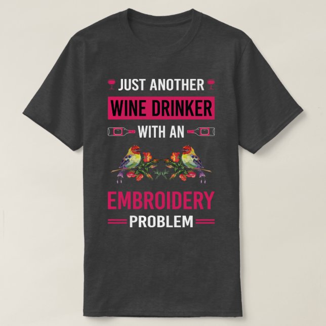 Weintrinker Stickerei T-Shirt (Design vorne)