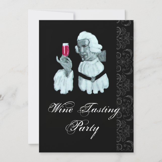 WEINVERGESSEN PARTY Damask Schwarz-weiß Champagner Einladung (Vorderseite)