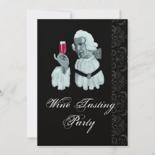 WEINVERGESSEN PARTY Damask Schwarz-weiß Champagner Einladung