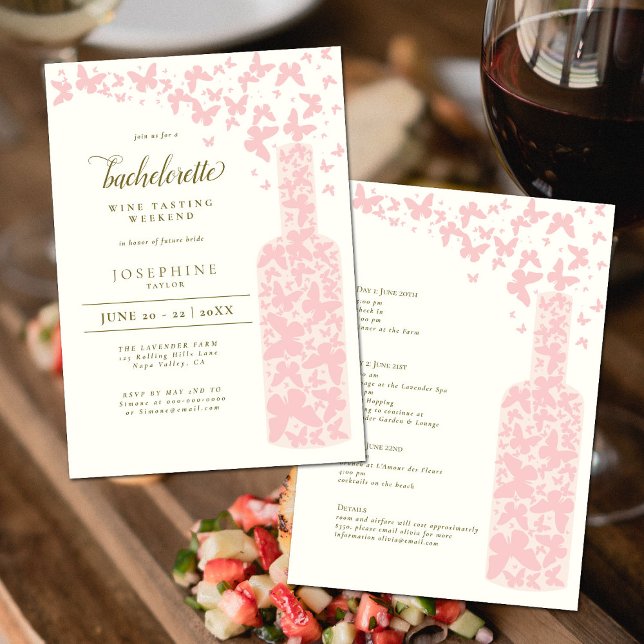 Weinverkostung Bachelorette Wochenende Schmetterli Einladung (Von Creator hochgeladen)
