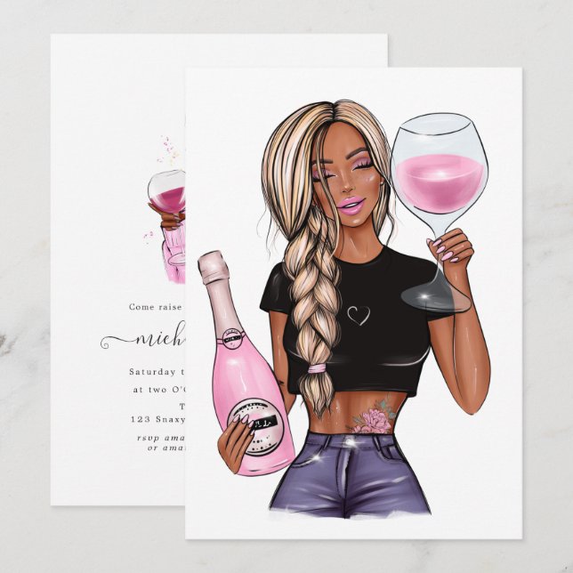 Weinverkostung Brautdusche Einladung (Vorne/Hinten)