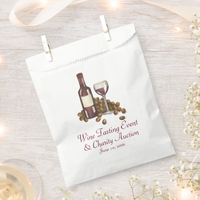 Weinverkostung Cocktail Party Flasche Glas Weintra Geschenktütchen (Ausgeschnitten)