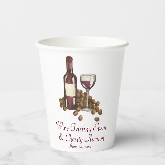 Weinverkostung Cocktail Party Flasche Glas Weintra Pappbecher (Vorderseite)