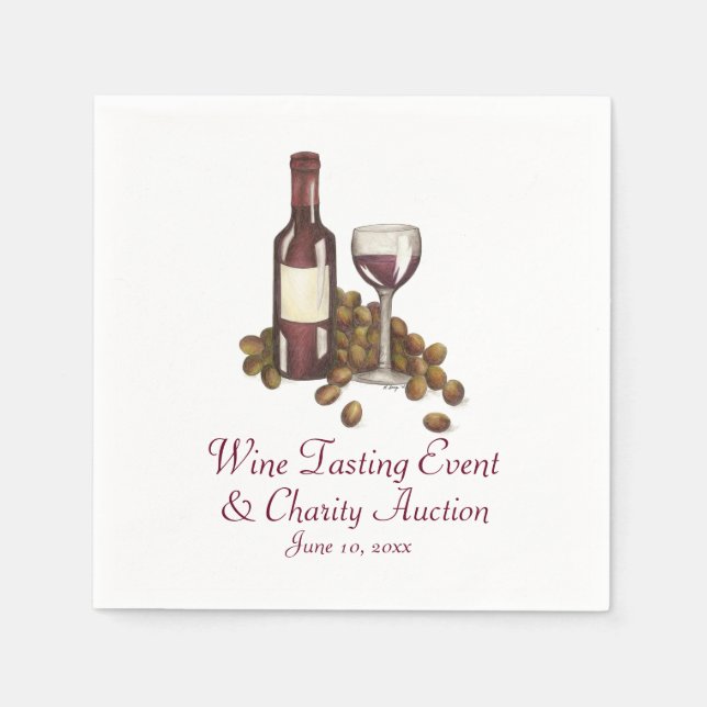 Weinverkostung Cocktail Party Flasche Glas Weintra Serviette (Vorderseite)
