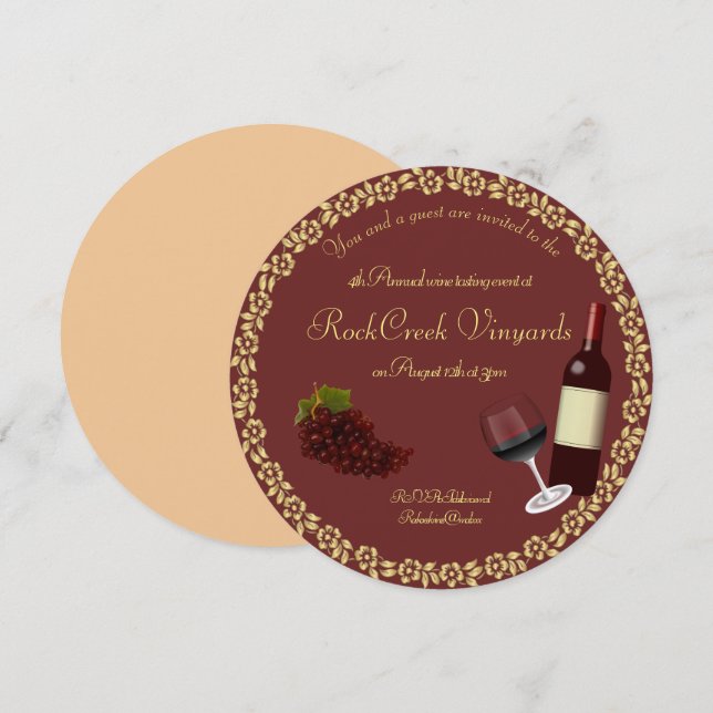 Weinverkostung Party Einladung (Vorne/Hinten)