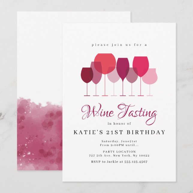 Weinverkostung Party Einladungen (Vorne/Hinten)