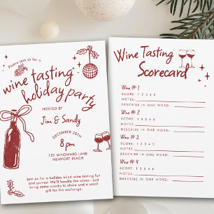Weinverkostungsparty-Scorecard-Spiel-Doodle-Feier Einladung