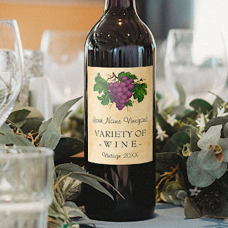 Weinvorlage Elegant Antik Lila Trauben Benutzerdef Weinetikett