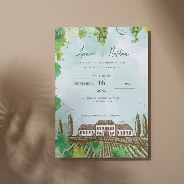 Weinwanderwege Mendrisiotto Einladung (Wine Country Dream Vineyard Wedding Invitation)