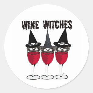 WEINWITCHES ROTES WEINGLAS MIT DRUCK RUNDER AUFKLEBER