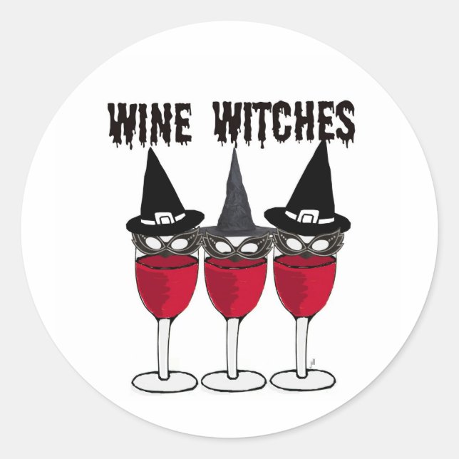 WEINWITCHES ROTES WEINGLAS MIT DRUCK RUNDER AUFKLEBER (Vorderseite)