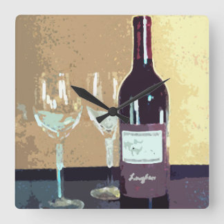 Weinzeit Quadratische Wanduhr
