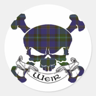 Weir Tartan Skull Runder Aufkleber